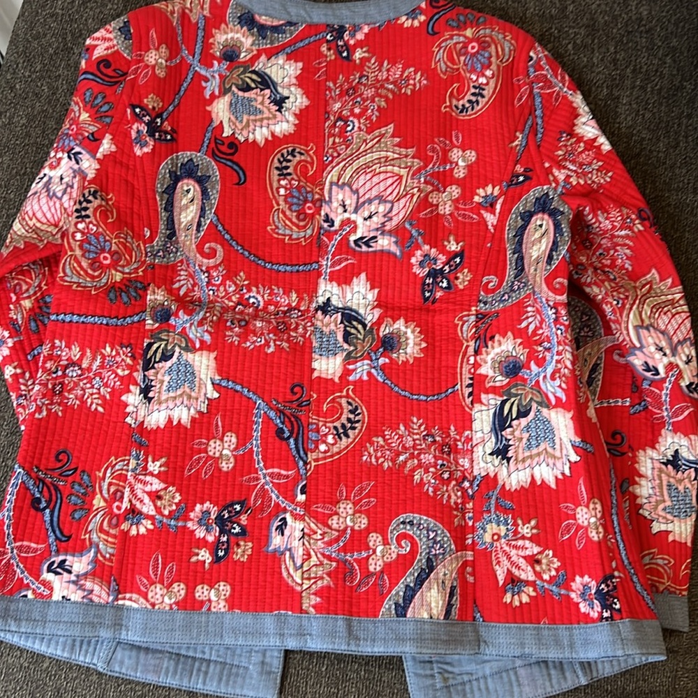 TALBOTS MIXED PATTERN QUILTED FLORAL JACKET SIZE XS NWOT - Picture 3 of 13